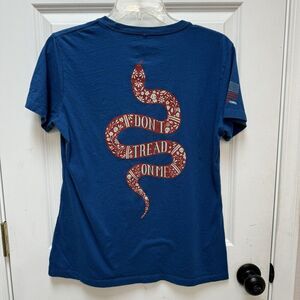 Don't Tread On Me Diesel Power Gear T-Shirt Rattle Snake XL Women Blue Red Flag